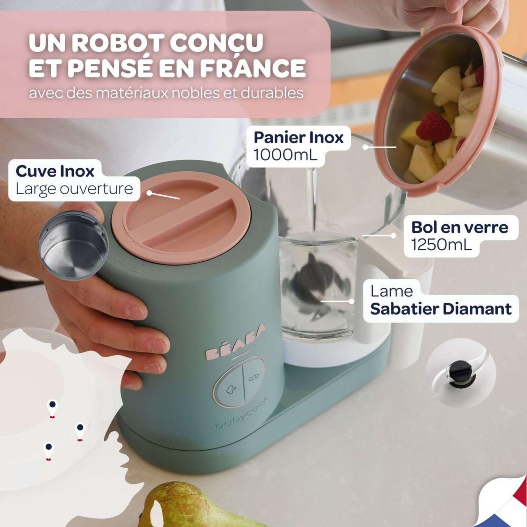 Voir la diapositive 5 : BEABA Mixeur Cuiseur Bébé Babycook neo eucalyptus