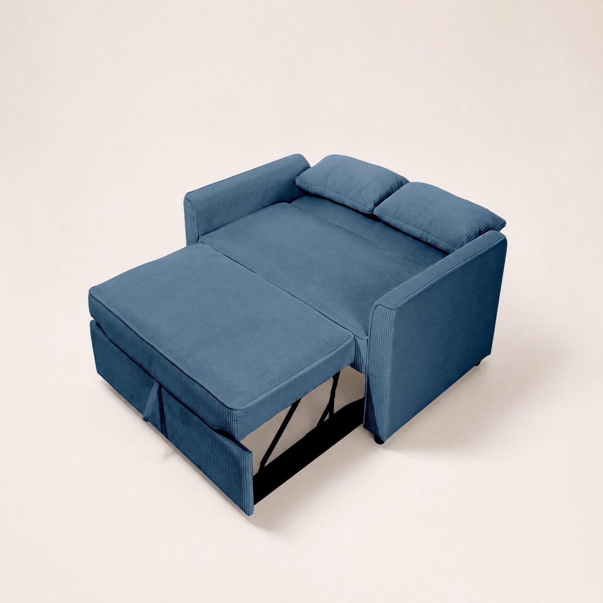 Voir la diapositive 5 : BEST MOBILIER Ernest - canapé droit 2 places convertible en velours côtelé