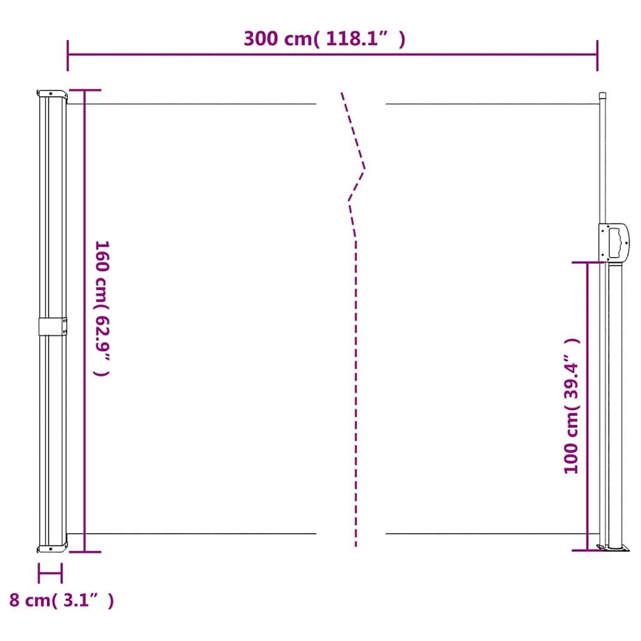 Voir la diapositive 6 : VIDAXL Auvent lateral retractable noir 160x300 cm