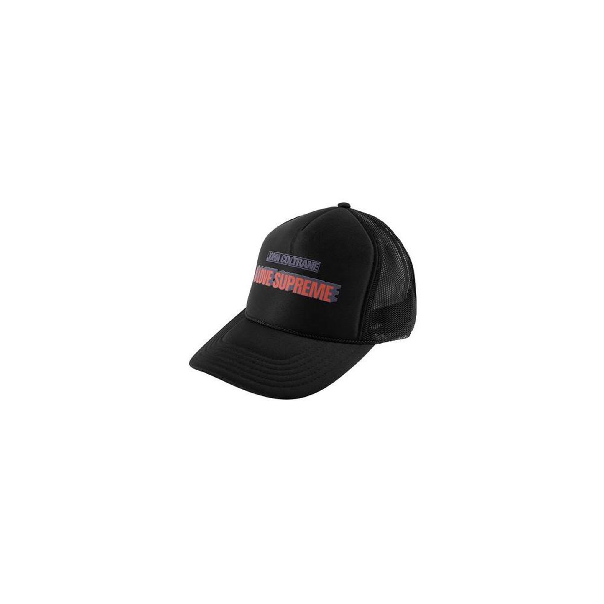 Casquette trucker noire love supreme john coltrane, dos en mesh respirant et sangle arrière réglable