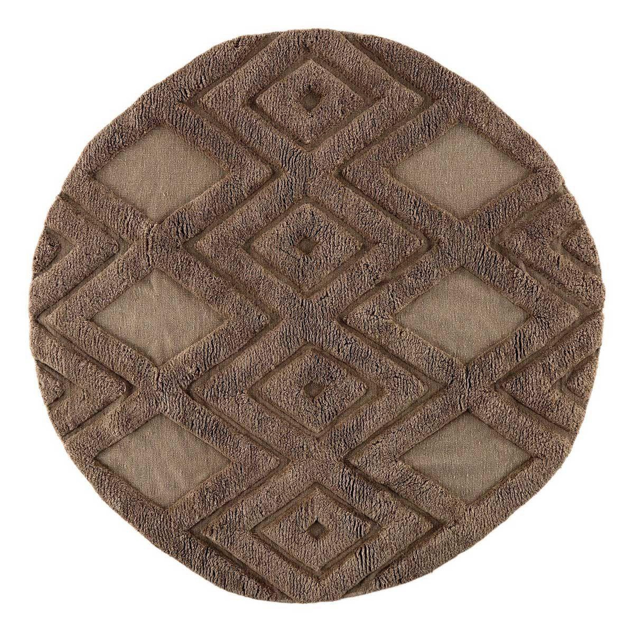 Voir la diapositive 1 : Paris Prix Tapis déco rond en laine  dahlia  200cm marron foncé