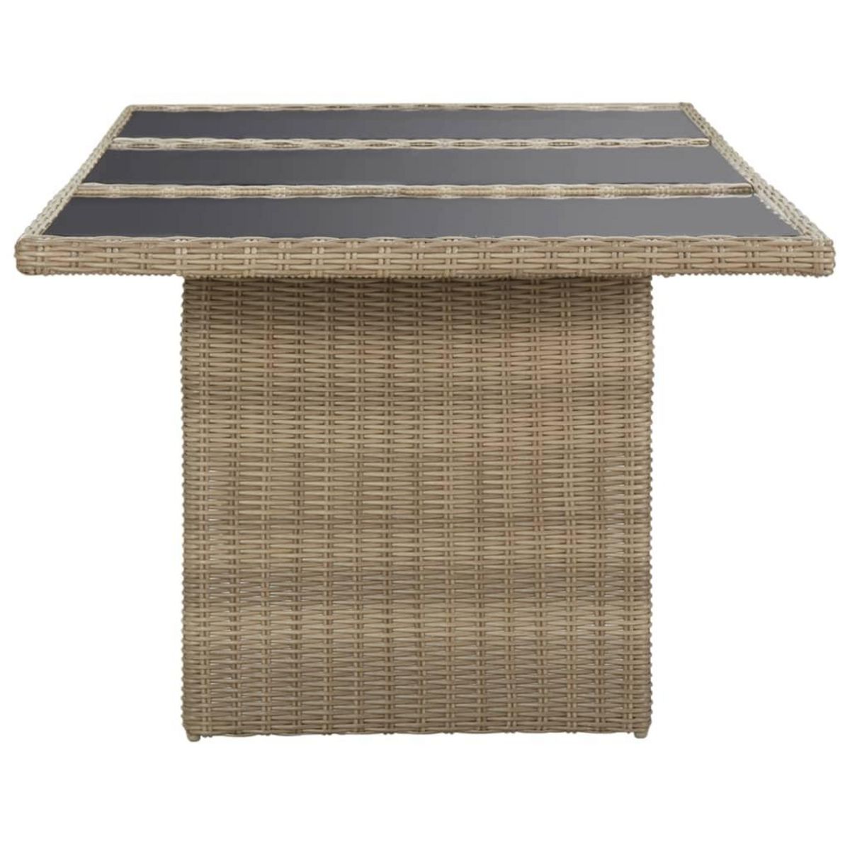 VIDAXL Table a manger Marron 200x100x74 cm Verre et resine tressee