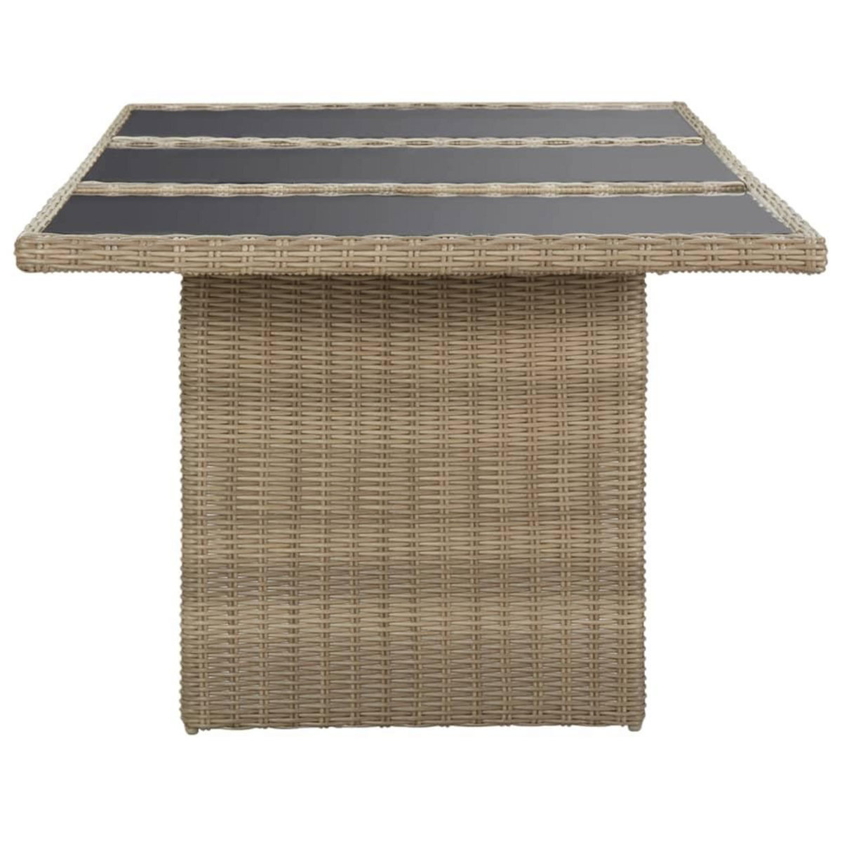 VIDAXL Table a manger Marron 200x100x74 cm Verre et resine tressee