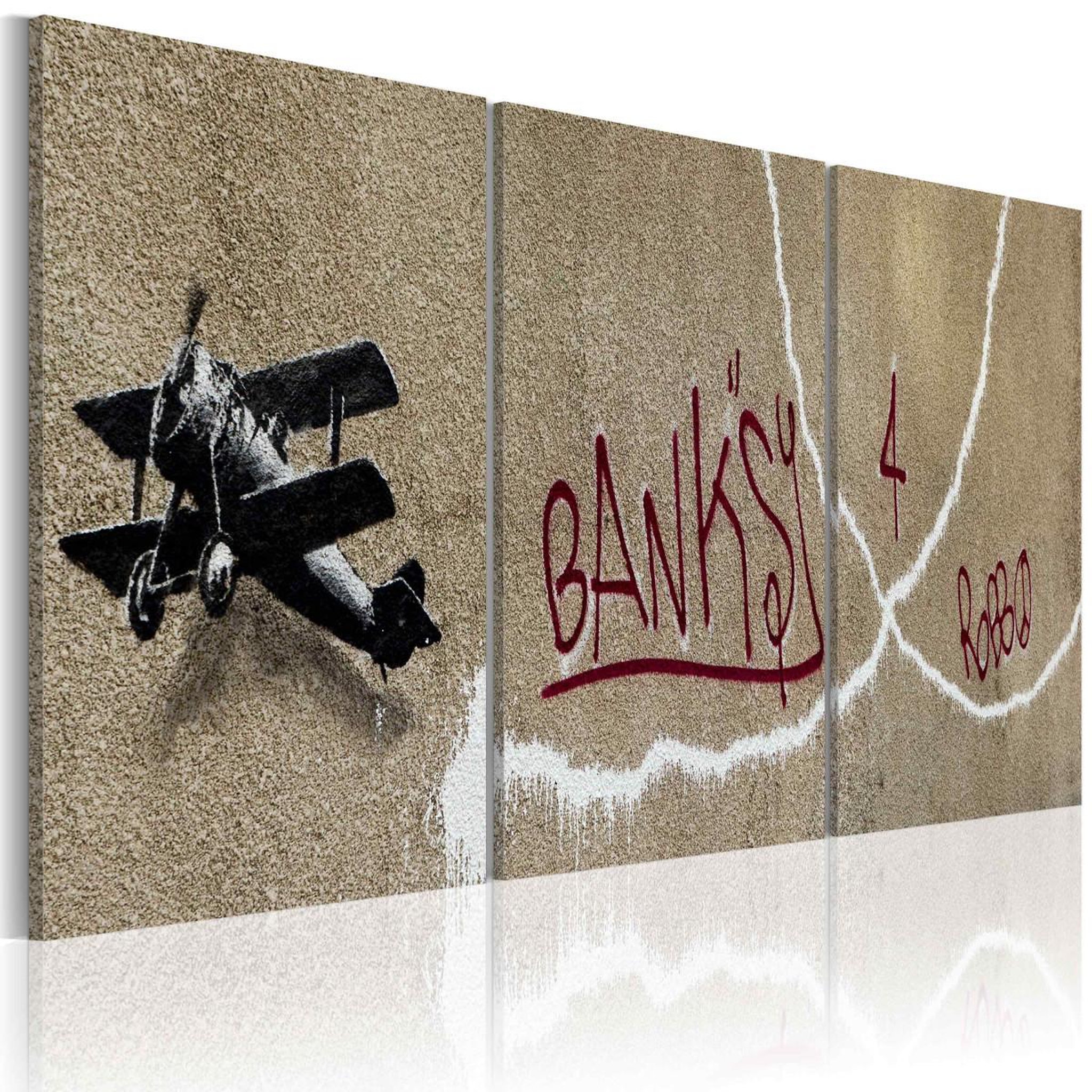Paris Prix Tableau imprimé  avion banksy. Coloris disponibles : Multicolore
