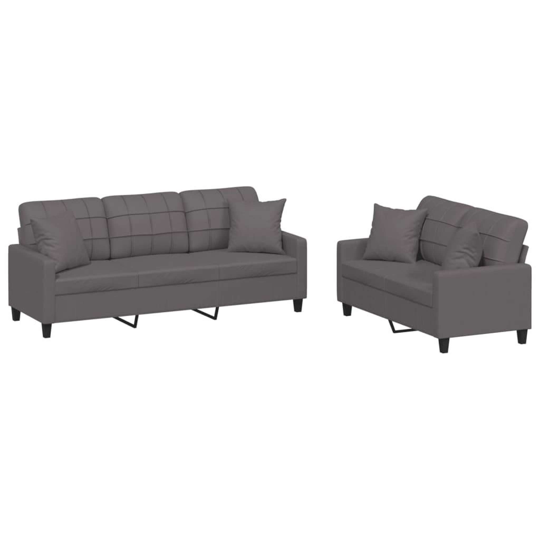Voir la diapositive 2 : VIDAXL Ensemble de canapes 2 pcs avec coussins gris similicuir