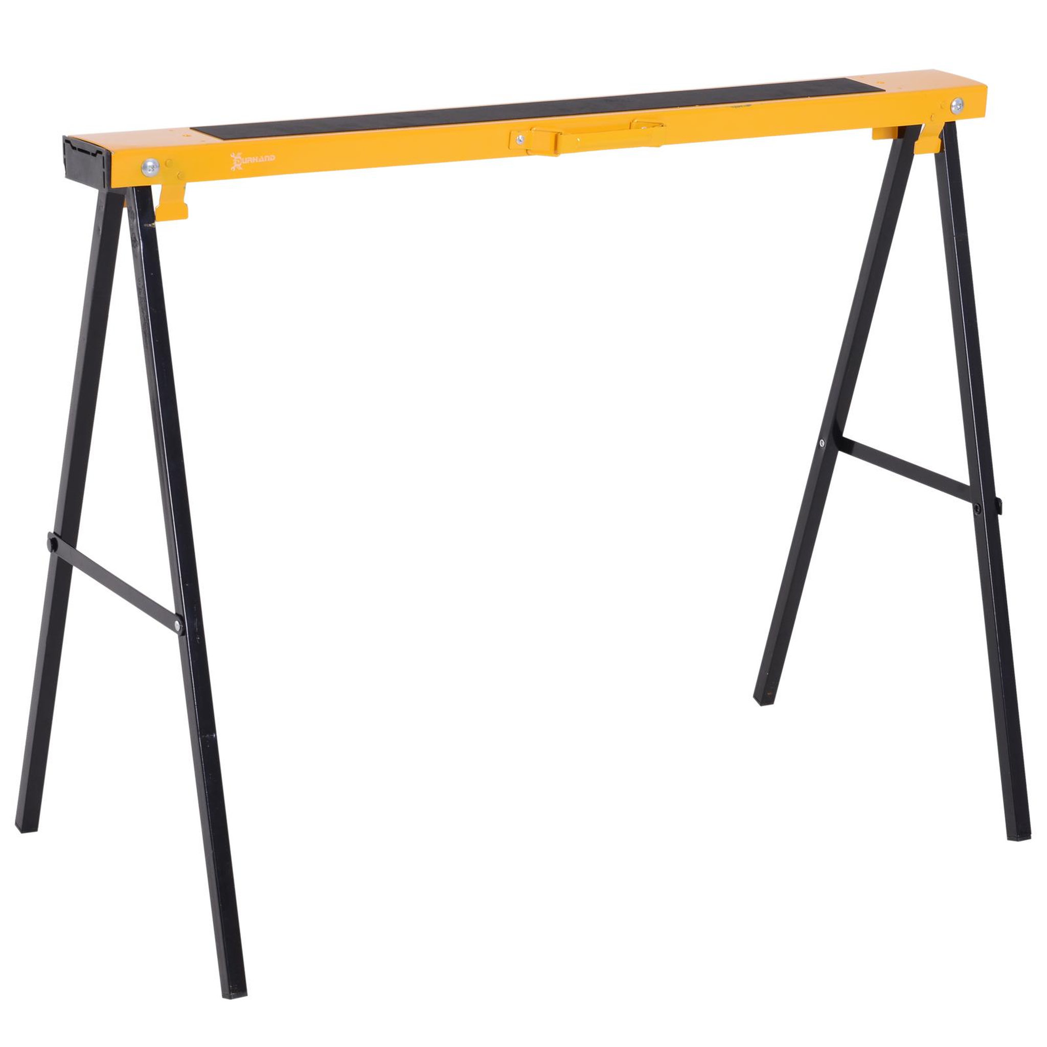 Voir la diapositive 5 : HOMCOM HOMCOM Lot de 2 tréteaux pliables compactes poignée transport dim. 100L x 50l x 76H cm surface antidérapante métal noir jaune