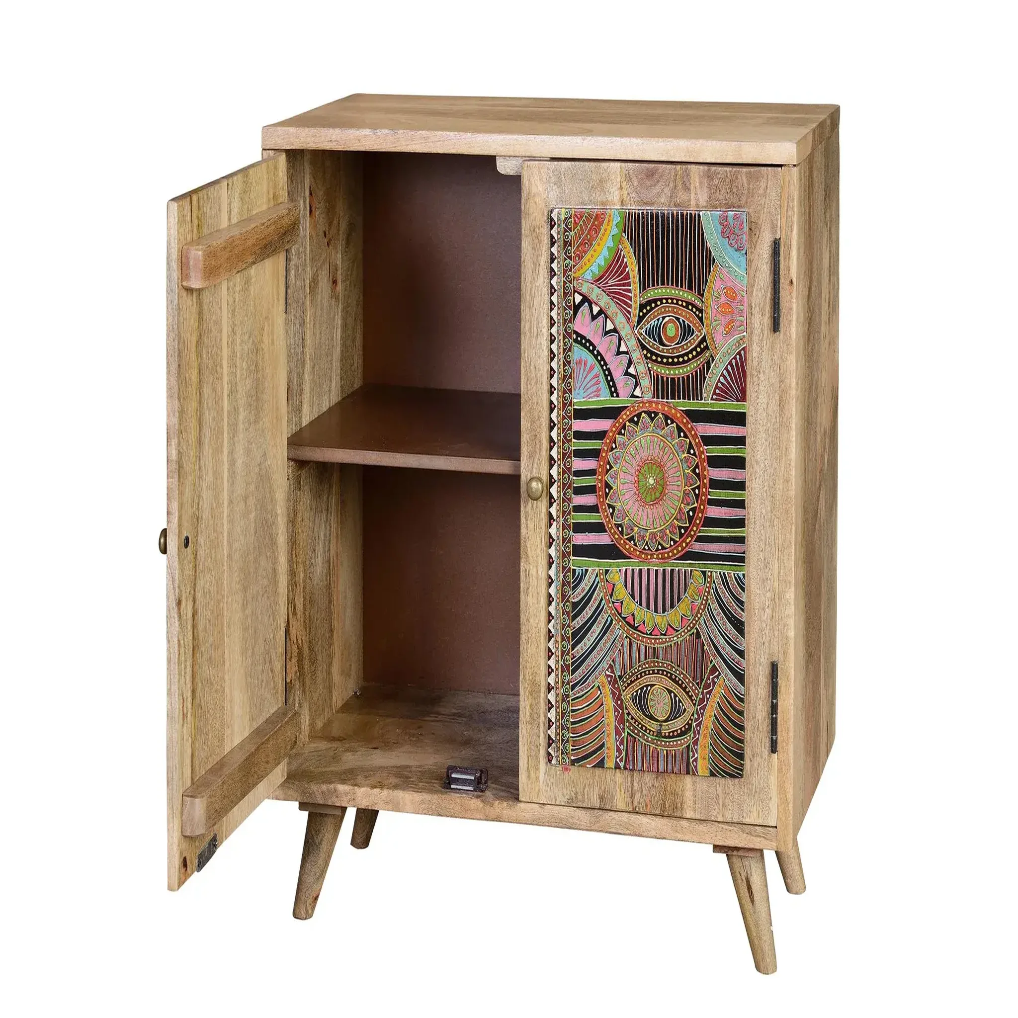 Voir la diapositive 2 : GINER Y COLOMER SL Meuble d'appoint en bois de manguier 60 cm style boho ethnique
