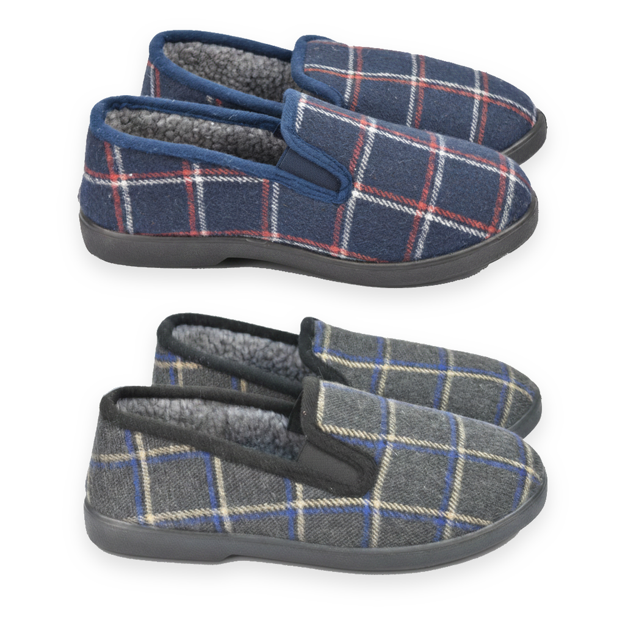 Voir la diapositive 3 : OZABI Ozabi pantoufles charentaises homme pack de 2 paires semelle antidérapante