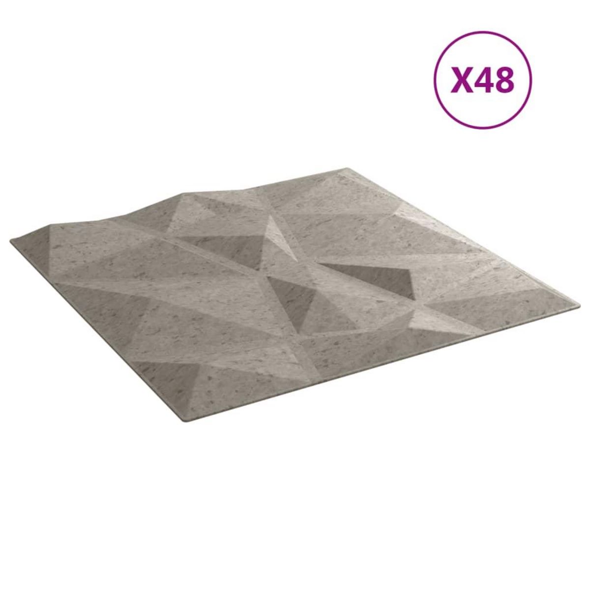 VIDAXL Panneaux muraux 48 pcs gris beton 50x50 cm XPS 12 m² losange