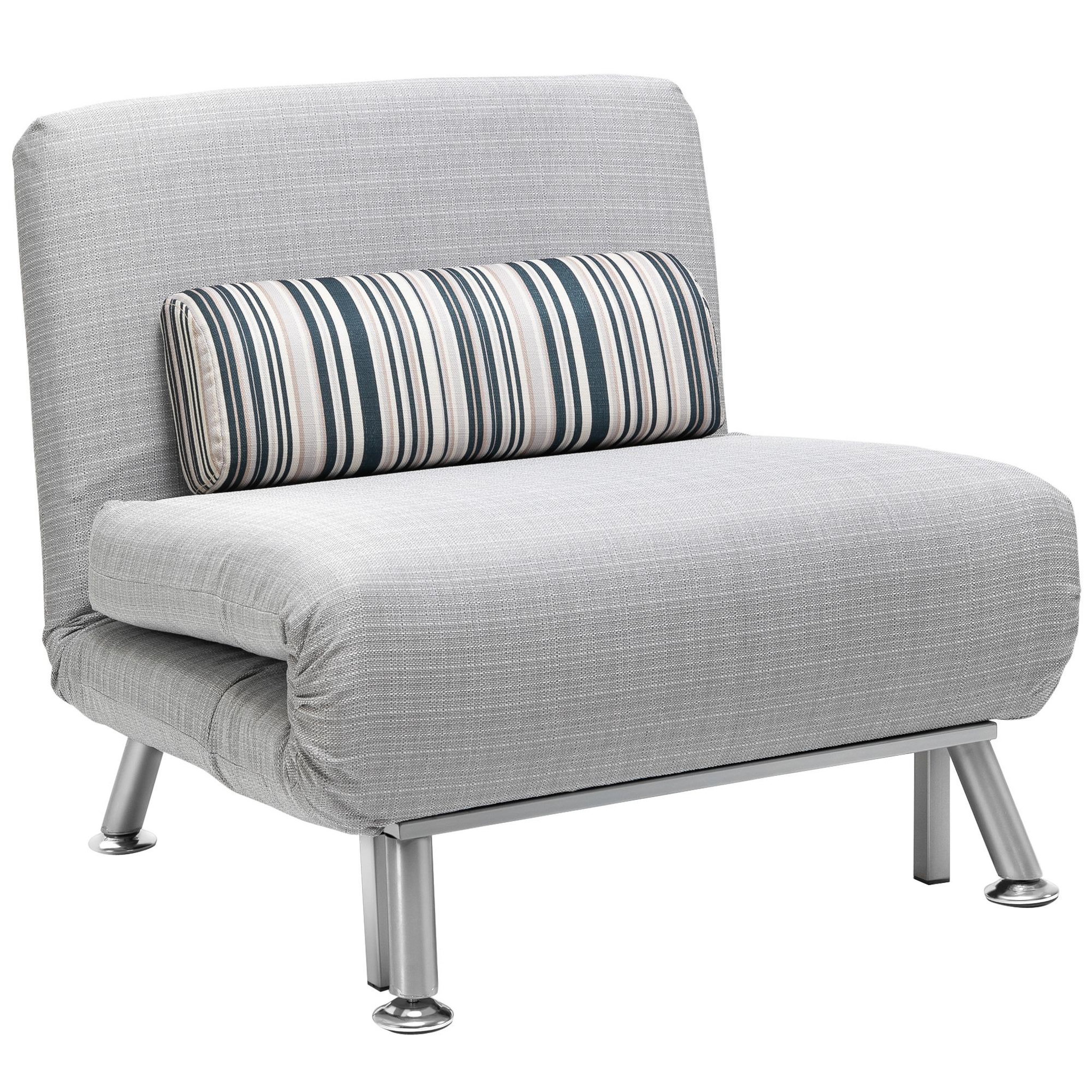Voir la diapositive 1 : HOMCOM Fauteuil convertible 3 en 1 chauffeuse lit 1 place avec coussin gris