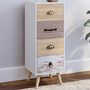 Voir la diapositive 2 : ID MARKET Meuble d'appoint 4 tiroirs BAHIA 30 cm chiffonnier scandinave pour entrée salle de bain