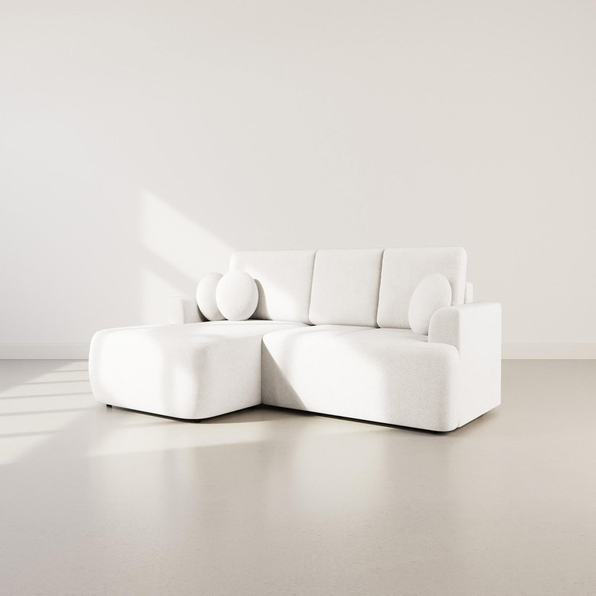 BEST MOBILIER Candela - canapé d'angle gauche 4 places - convertible avec coffre - en tissu bouclette