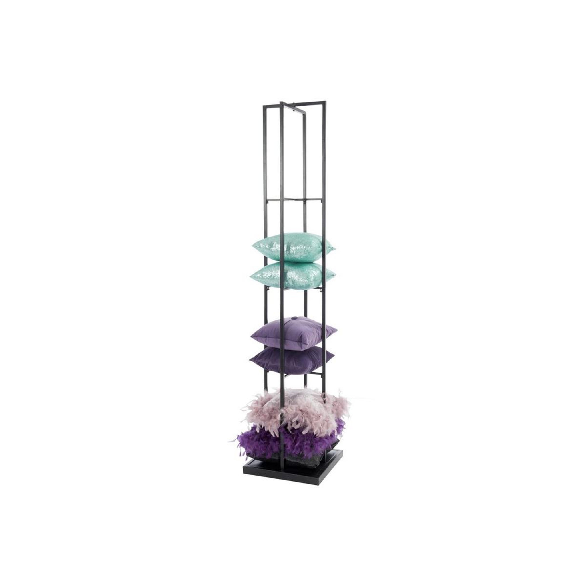 Voir la diapositive 2 : J-LINE Etagère 4 niveaux en métal  coussins  211cm noir