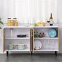 Voir la diapositive 5 : HOMCOM Buffet meuble de rangement 2 placards 2 portes avec étagères réglables blanc chêne clair
