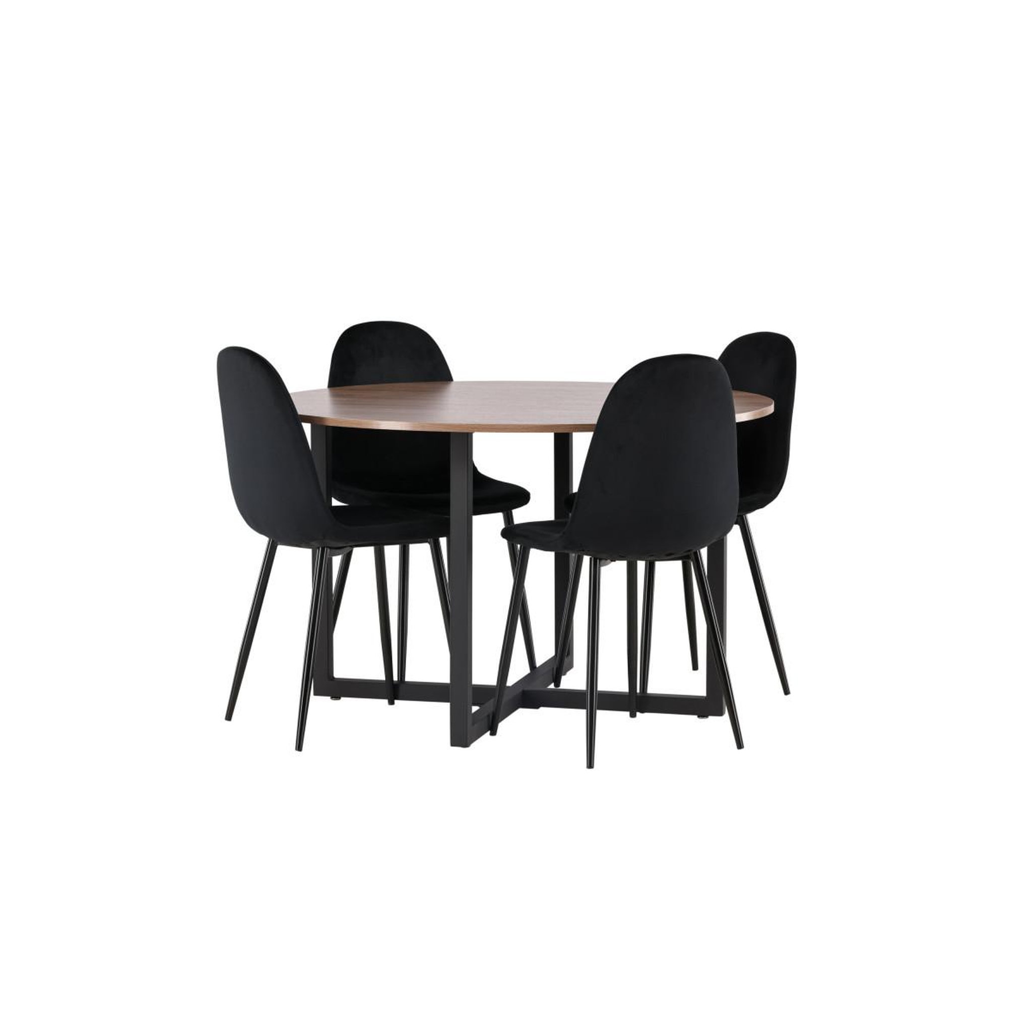 Voir la diapositive 3 : Paris Prix Ensemble table à manger & 4 chaises  durango & polar  120cm noyer & noir