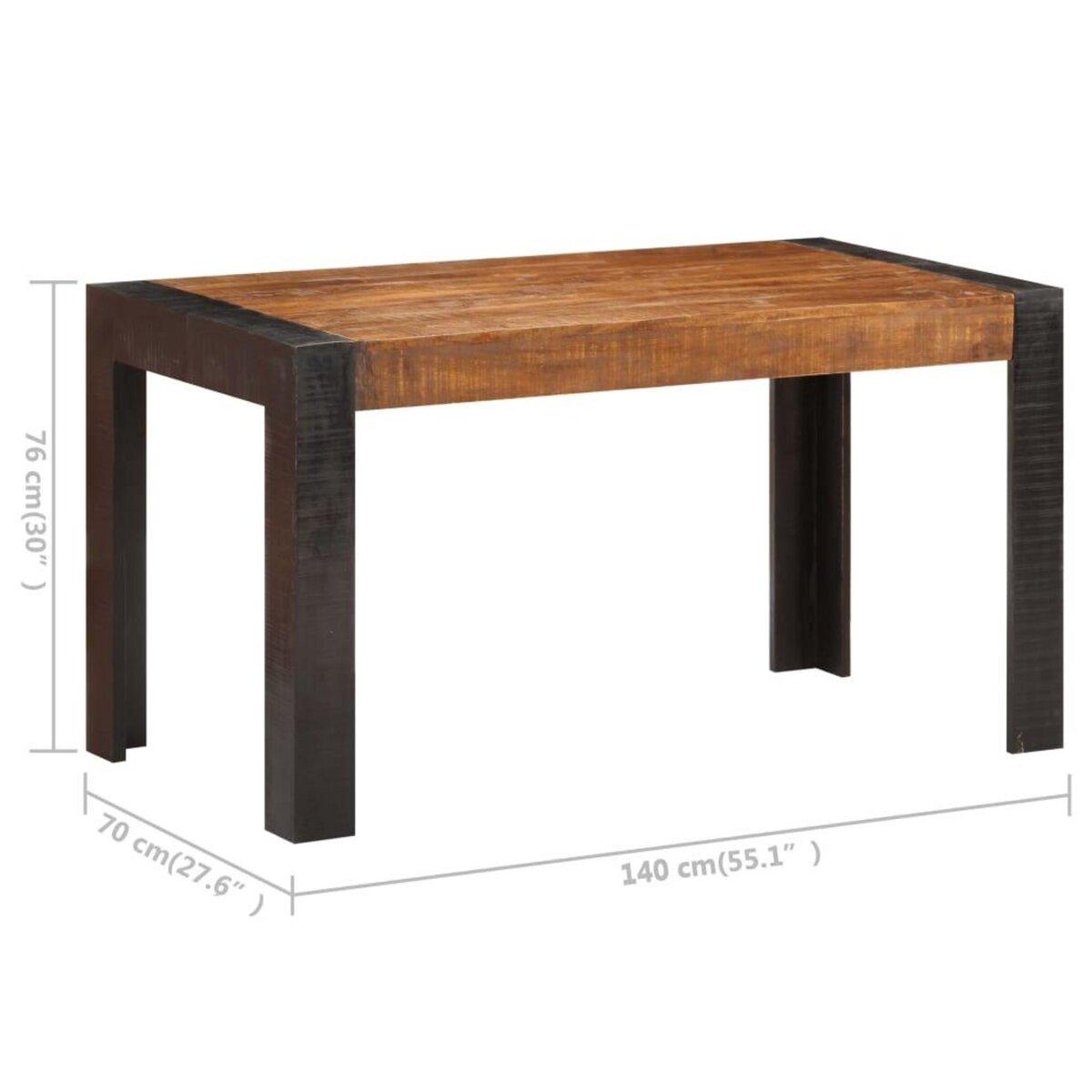 VIDAXL Table a manger 140x70x76 cm Bois de manguier brut massif