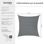 Voir la diapositive 6 : tectake Voile d'ombrage triangulaire rectangulaire avec une protection UV 50+ gris 5 x 5 m