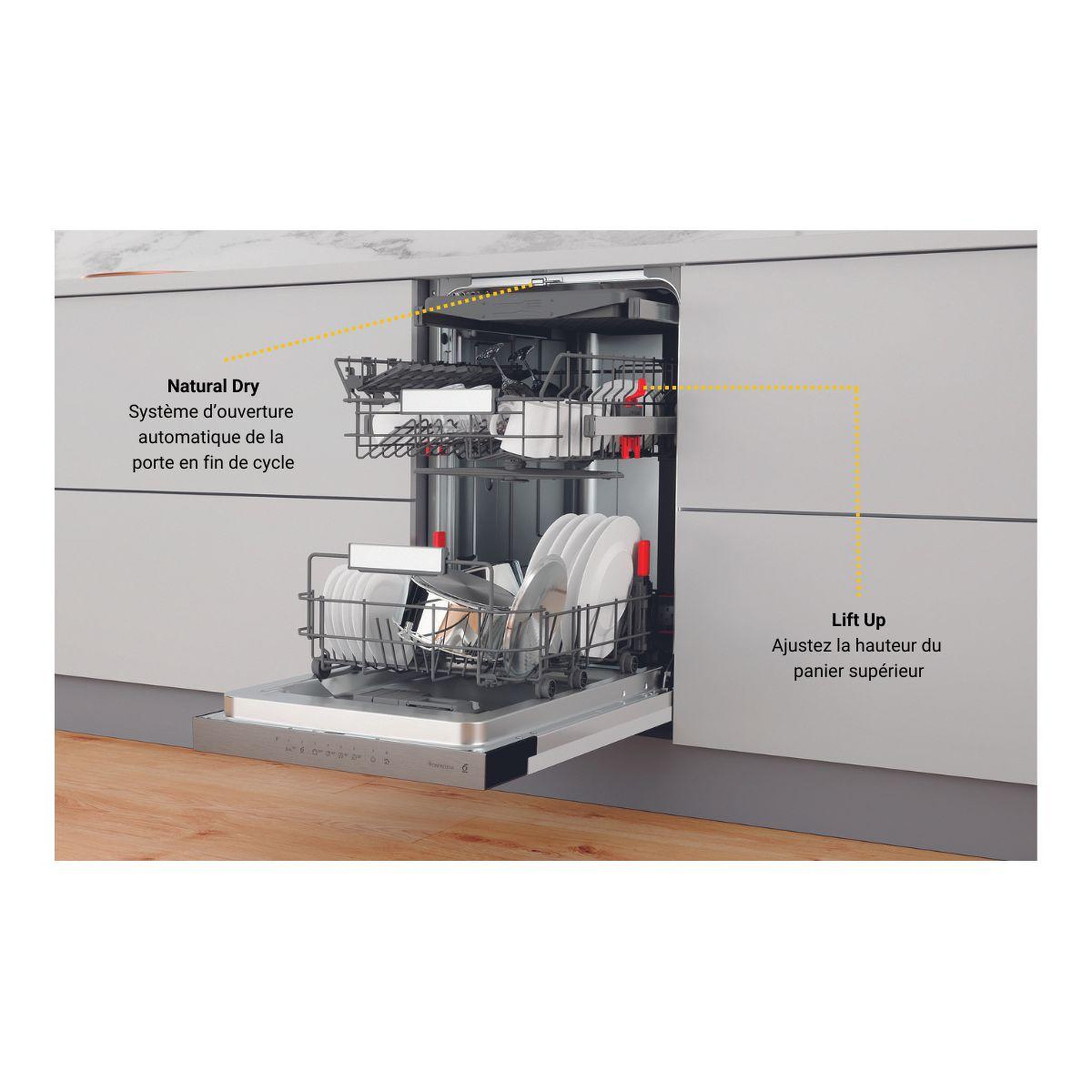 Voir la diapositive 4 : Whirlpool Lave vaisselle encastrable WSBO3O34PFX 6ème Sens