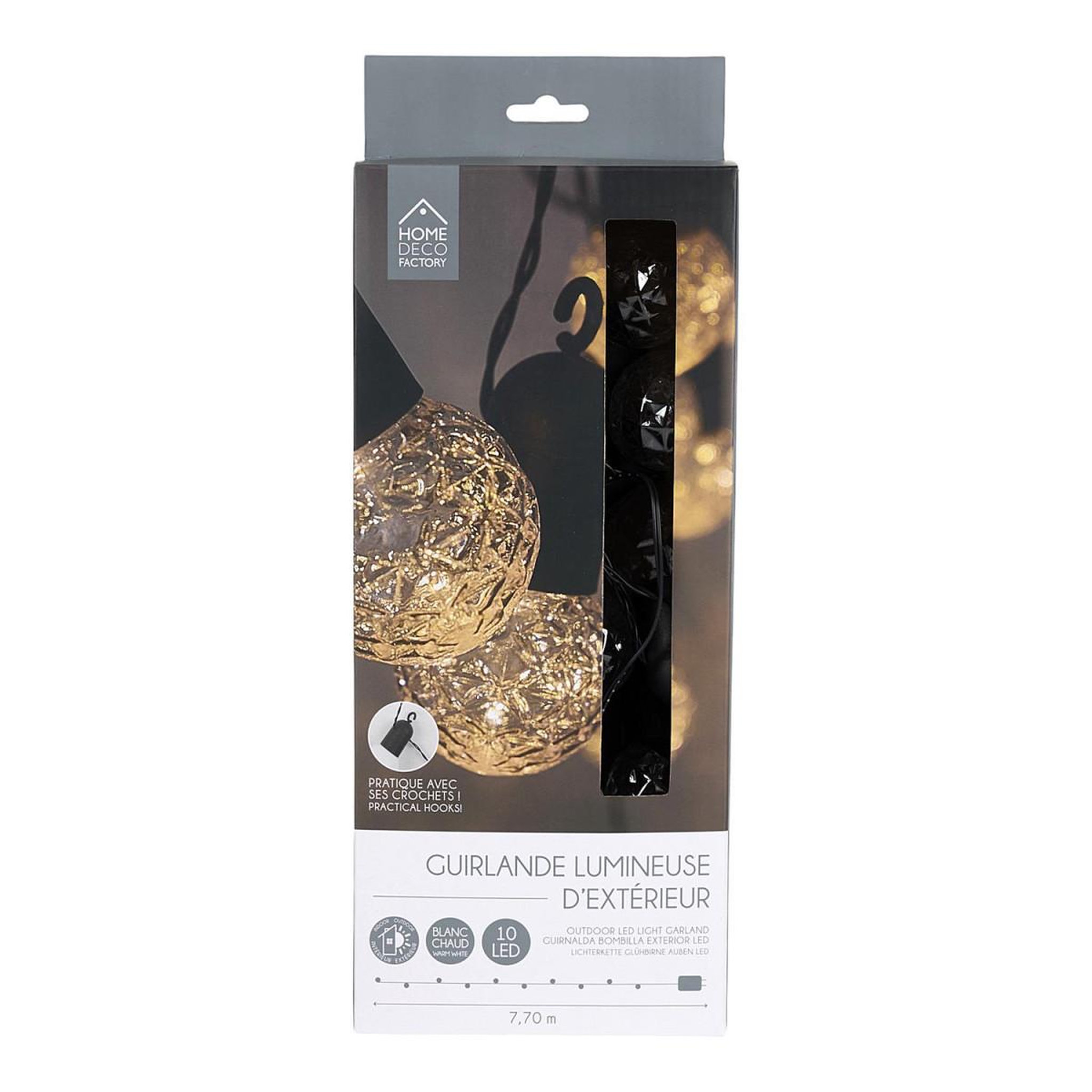 Voir la diapositive 3 : The Home Deco Factory Guirlande Lumineuse d'Extérieur Ampoules  10 LED  770cm Transparent