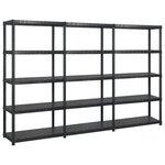 VIDAXL Etagere de rangement a 5 niveaux Noir 255x40x185 cm Plastique