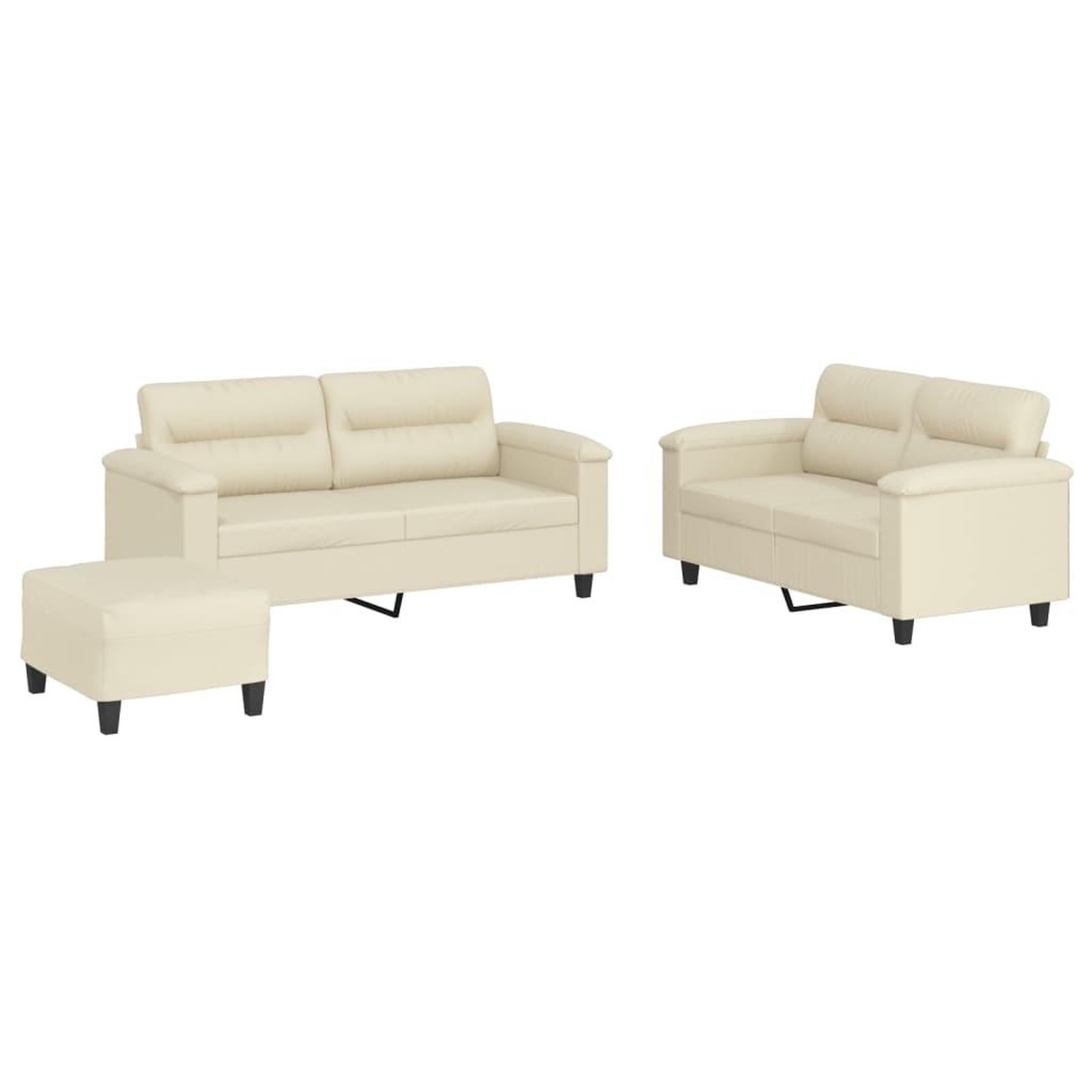 Voir la diapositive 2 : VIDAXL Ensemble de canapes 3 pcs avec coussins Creme Similicuir