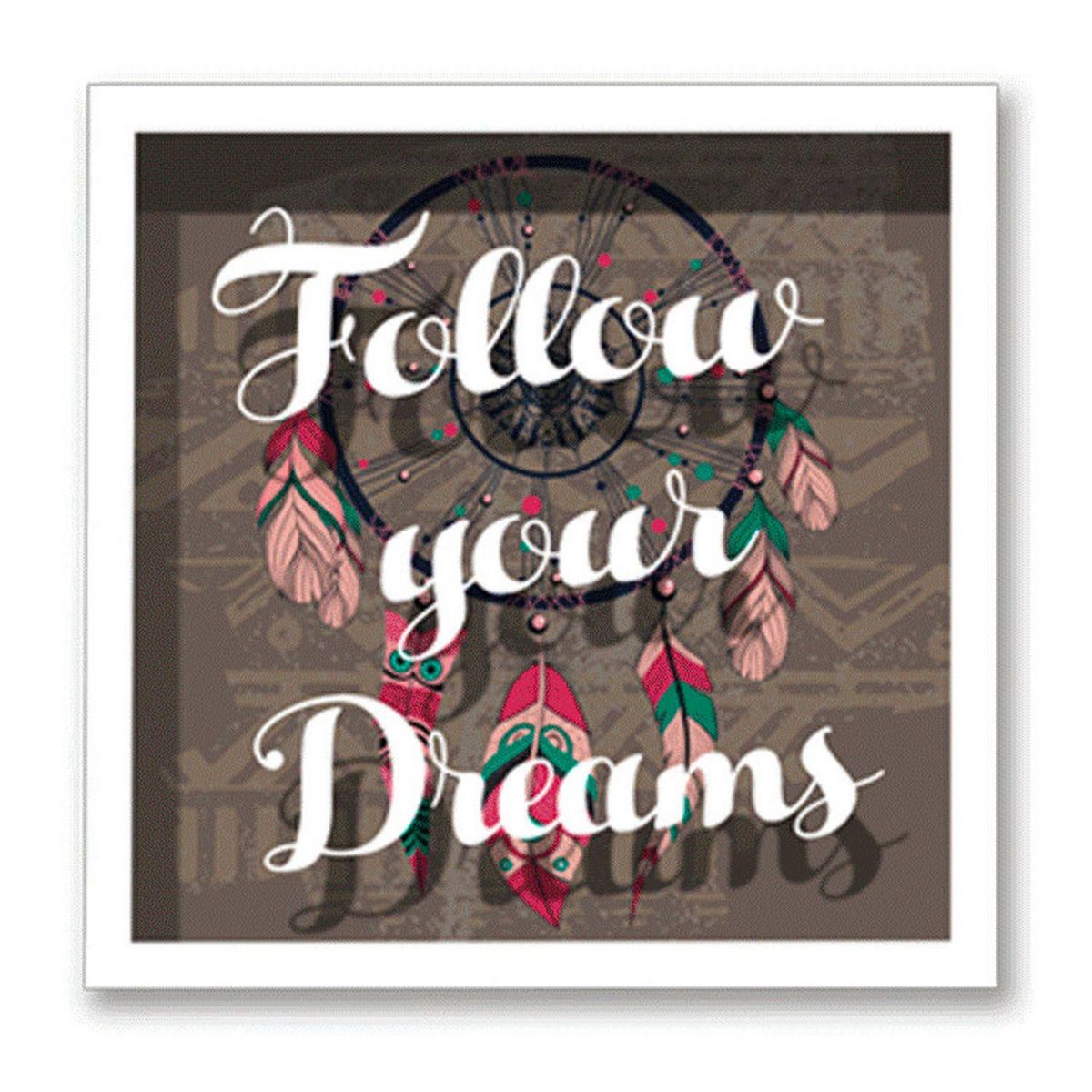 SUD TRADING Cadre imprimé attrape-rêves Double - 30 x 30 cm - Follow your Dreams