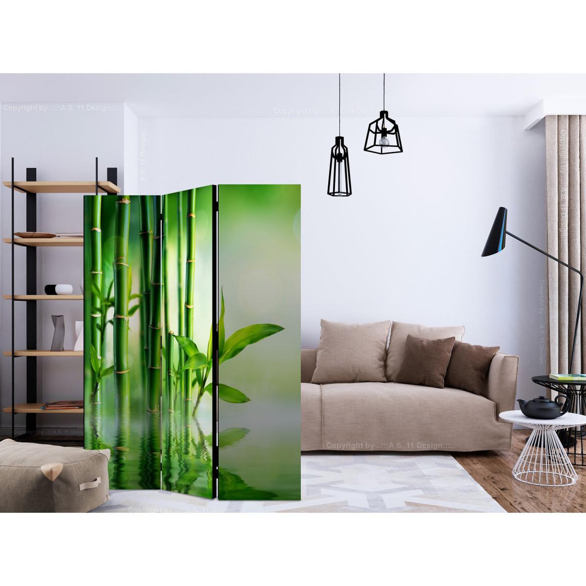 Voir la diapositive 2 : Paris Prix Paravent 3 volets  bamboo grove  135x172cm