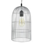 The Home Deco Factory Suspension luminaire en métal filaire Cage - Diam. 20 cm. Coloris disponibles : Gris, Noir