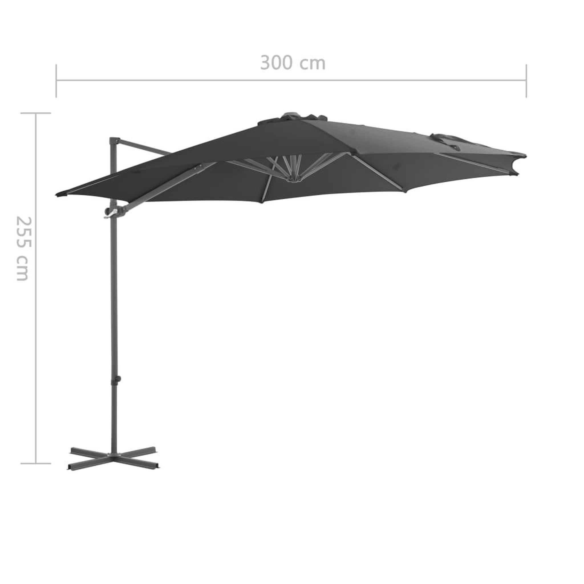 Voir la diapositive 6 : VIDAXL Parasol de jardin en porte-a-faux avec mat en acier anthracite