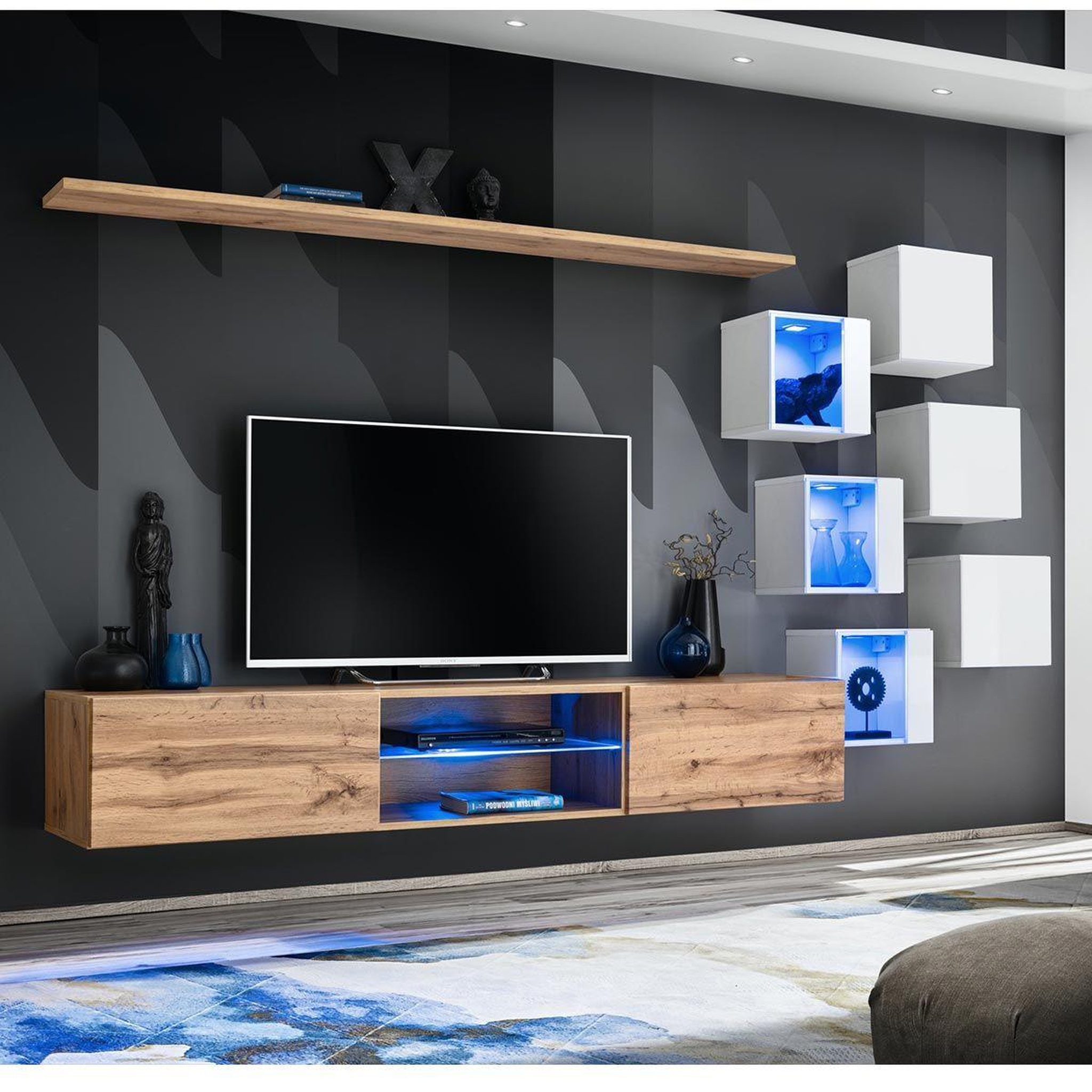Paris Prix Ensemble meuble tv  switch xxi  260cm naturel & blanc