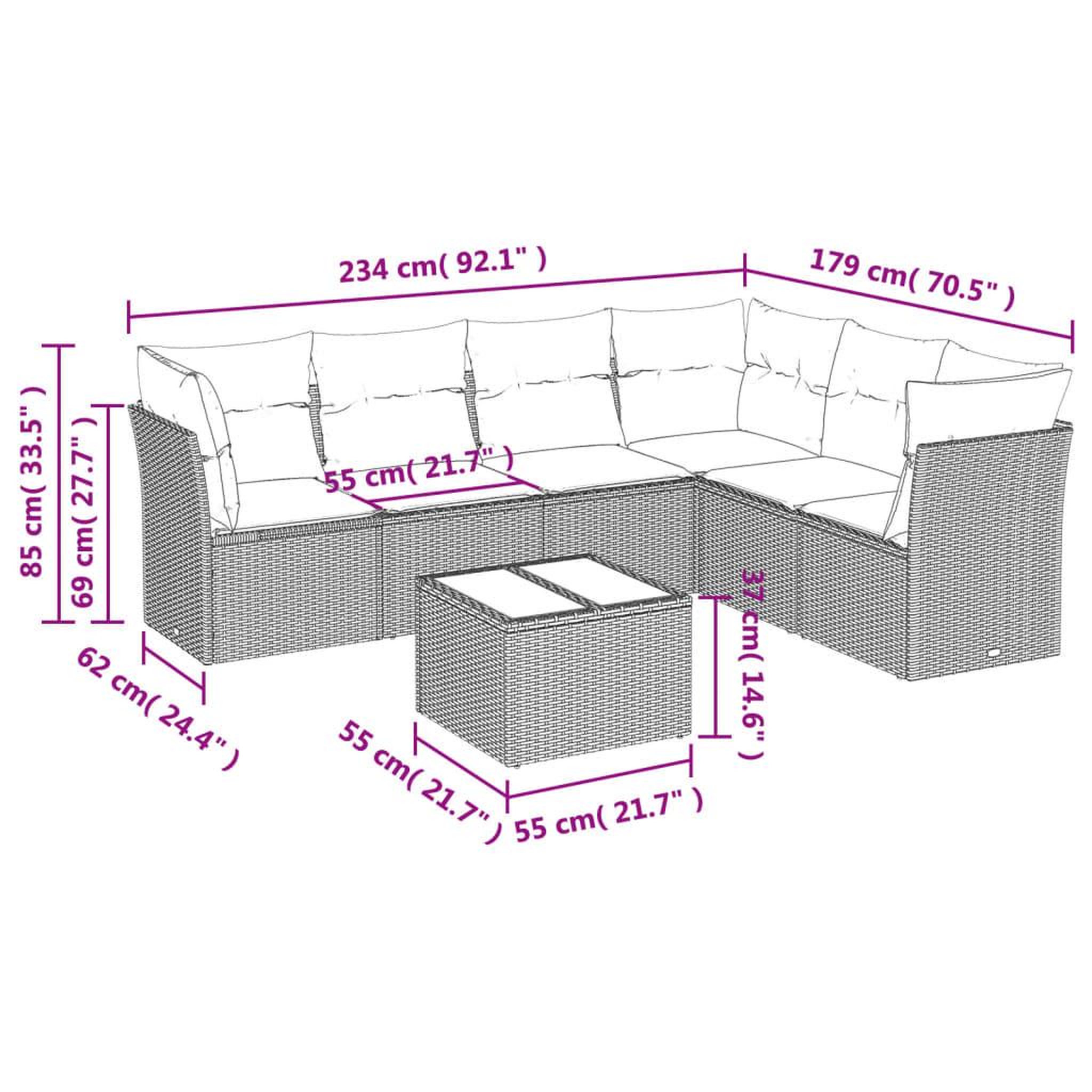 Voir la diapositive 4 : VIDAXL Salon de jardin avec coussins 7 pcs beige resine tressee