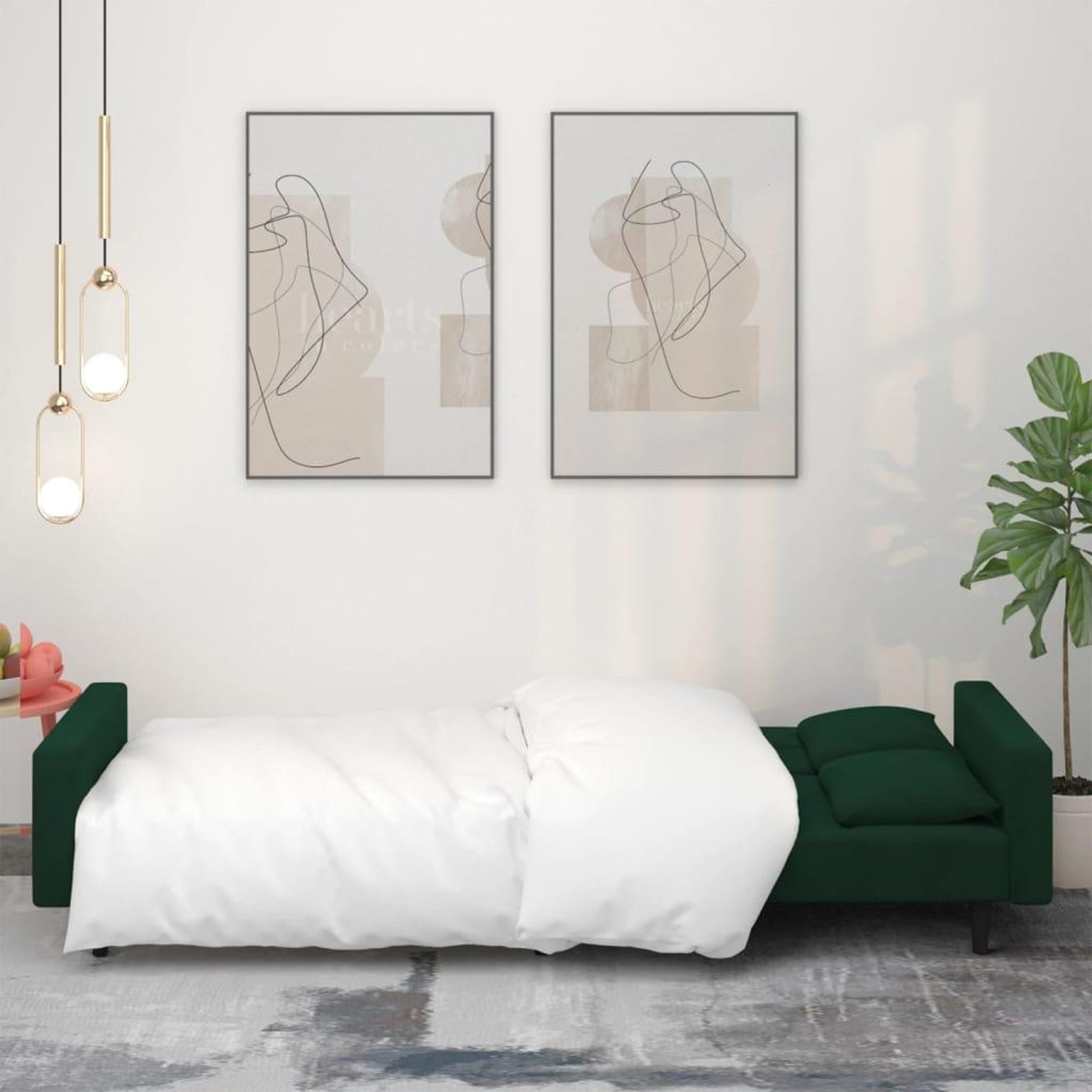Voir la diapositive 3 : VIDAXL Canape-lit a 2 places avec deux oreillers Vert fonce Velours