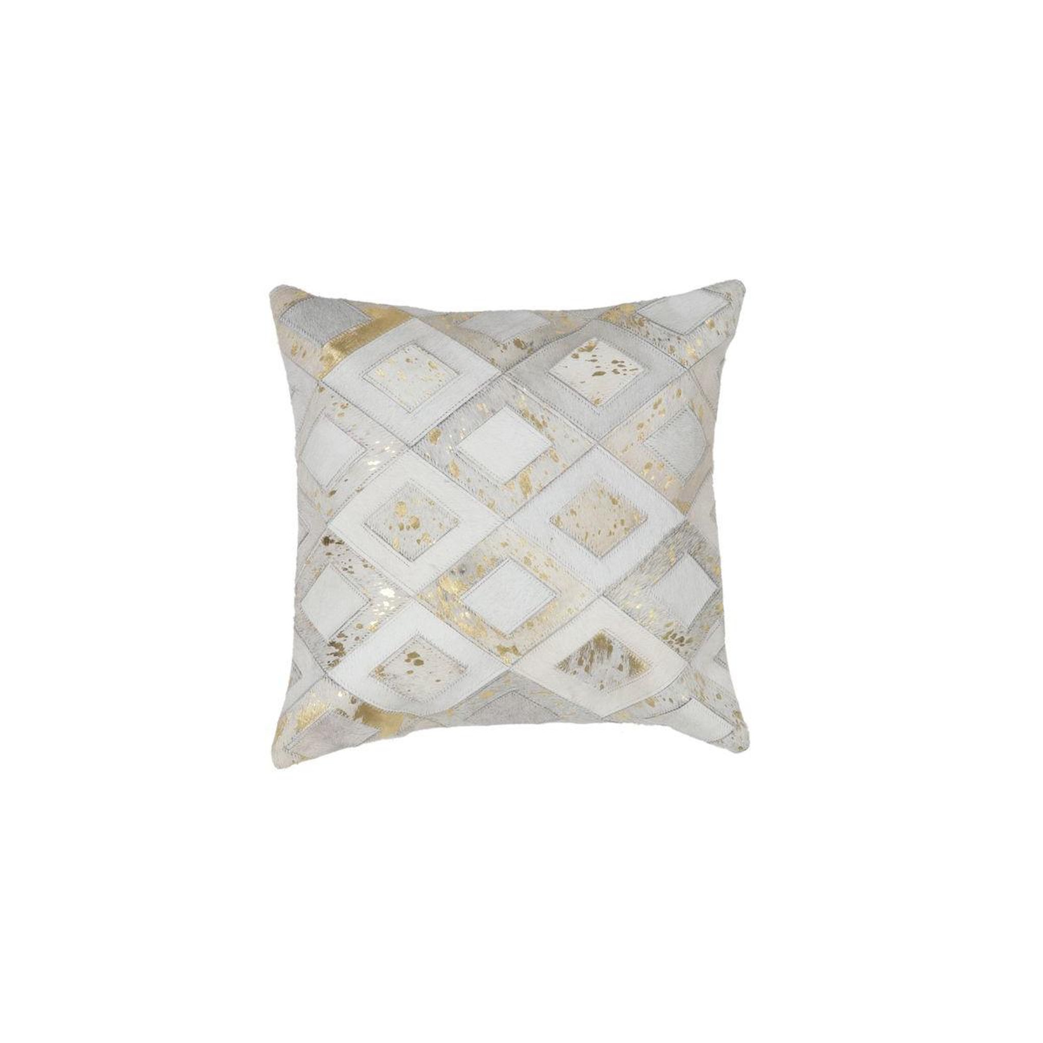 Voir la diapositive 2 : Paris Prix Coussin Déco en Cuir  Spark I  45x45cm Ivoire & Or