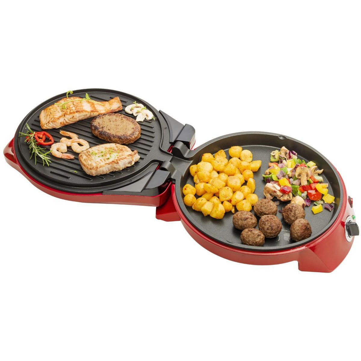 Bestron Four à pizza et grill-viandes 2en1 1800w 27cm rouge - apz400