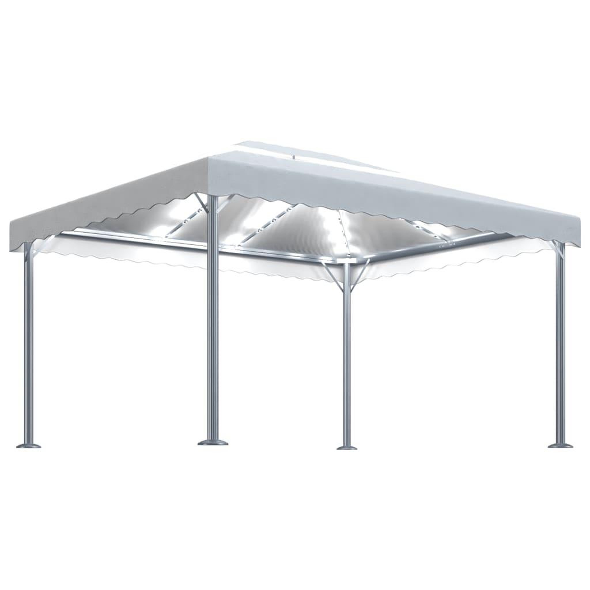VIDAXL Tonnelle avec guirlande lumineuse a led 4x3 m creme aluminium