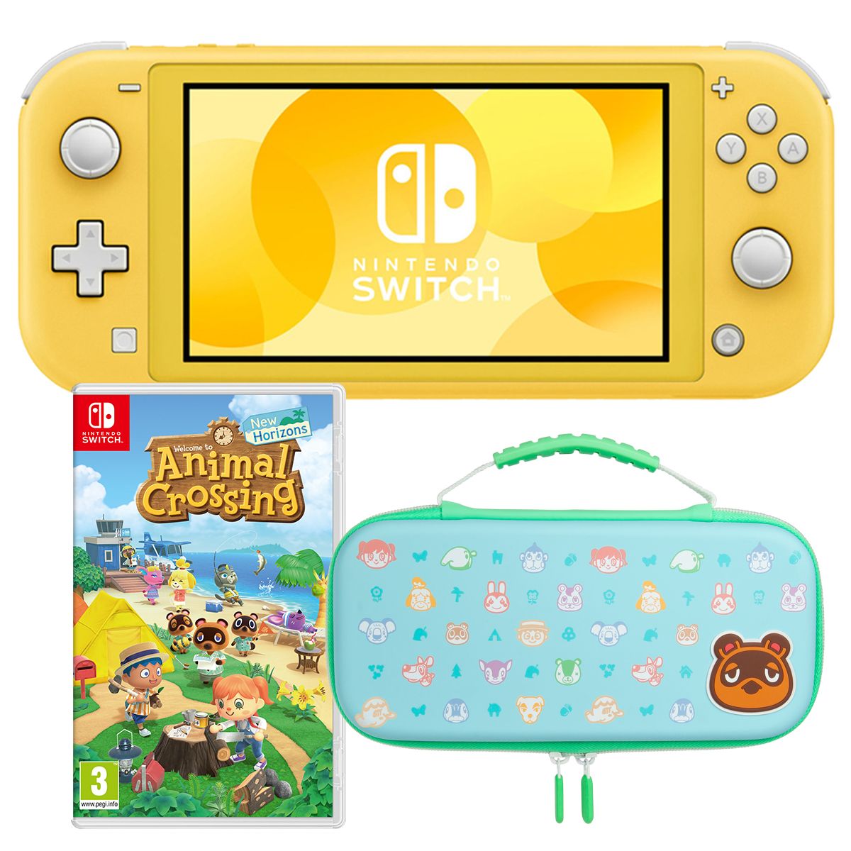 NINTENDO Console Nintendo Switch Lite Jaune + Animal Crossing : New Horizons + Pochette de transport Animal Crossing