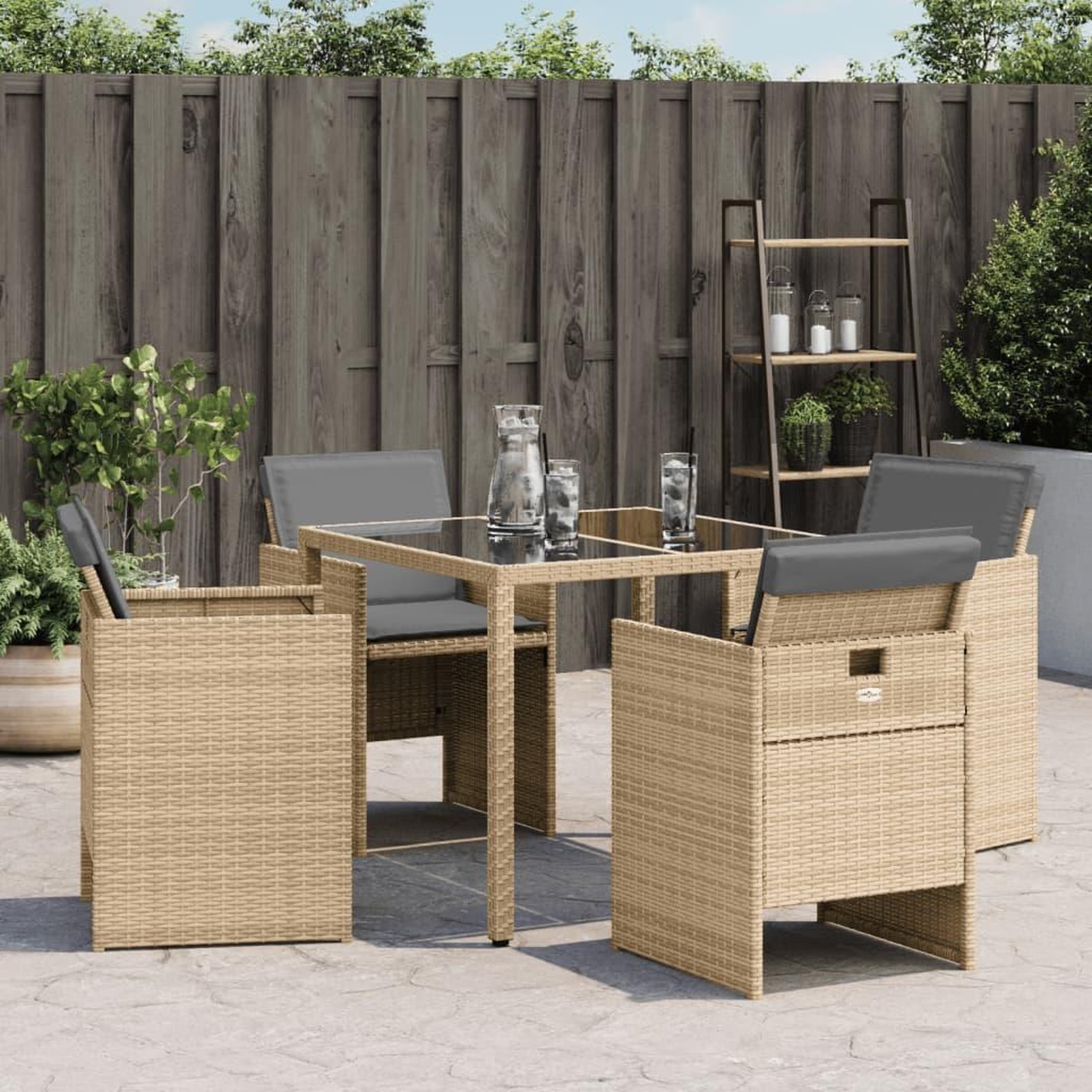 Voir la diapositive 3 : VIDAXL Chaises de jardin avec coussins lot de 4 melange beige