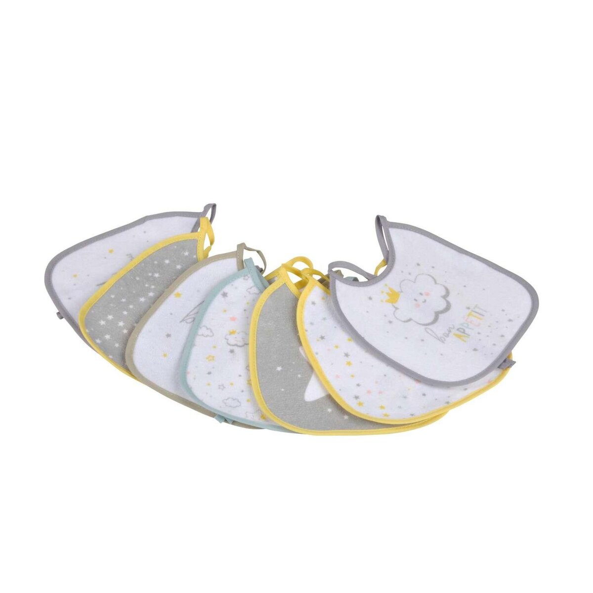 BEBE DOUCEUR Lot de 7 bavoirs avec lacet