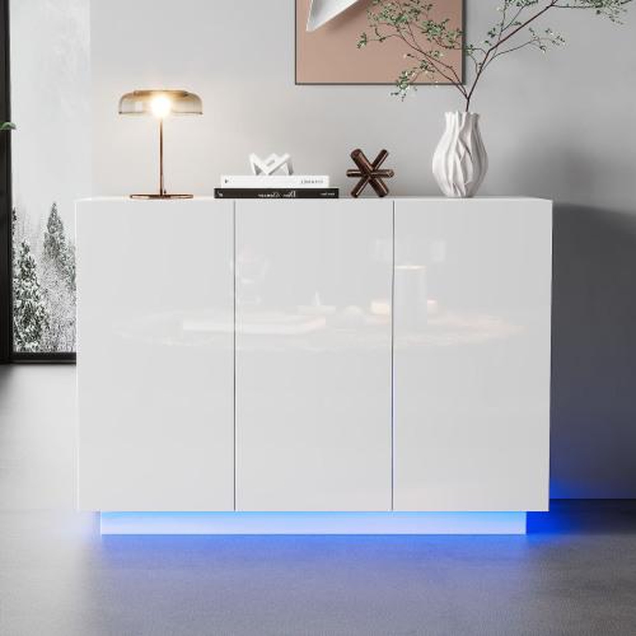 Voir la diapositive 4 : MERAX Buffet 3 porte(s) 0 tiroir(s) - 120 cm blanc led panneau de particules