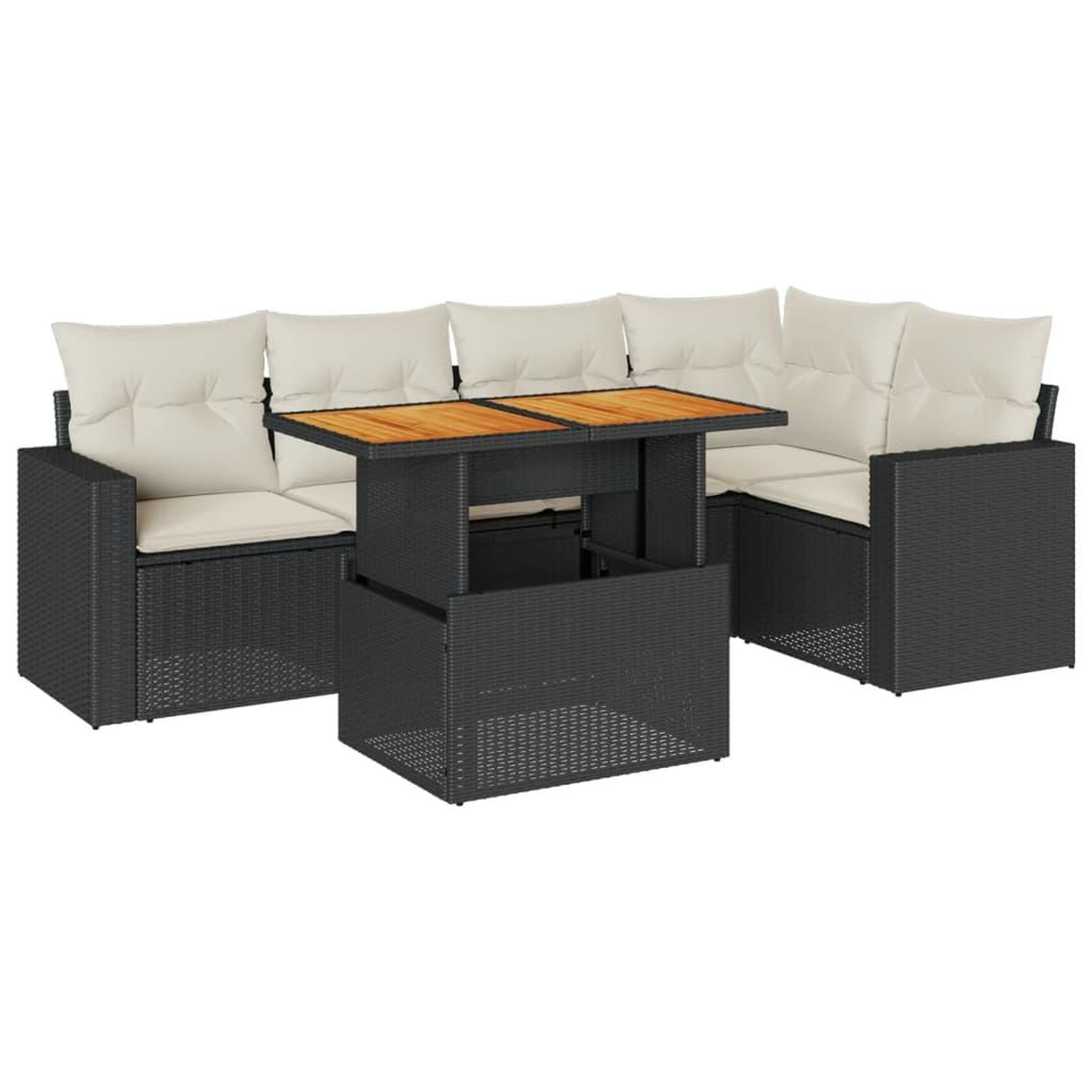 Voir la diapositive 2 : VIDAXL Salon de jardin 6 pcs avec coussins noir resine tressee
