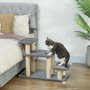 Voir la diapositive 4 : PAWHUT Escalier pour chat 4 marches - 8 poteaux griffoirs, jeu boule suspendue - sisal peluche gris