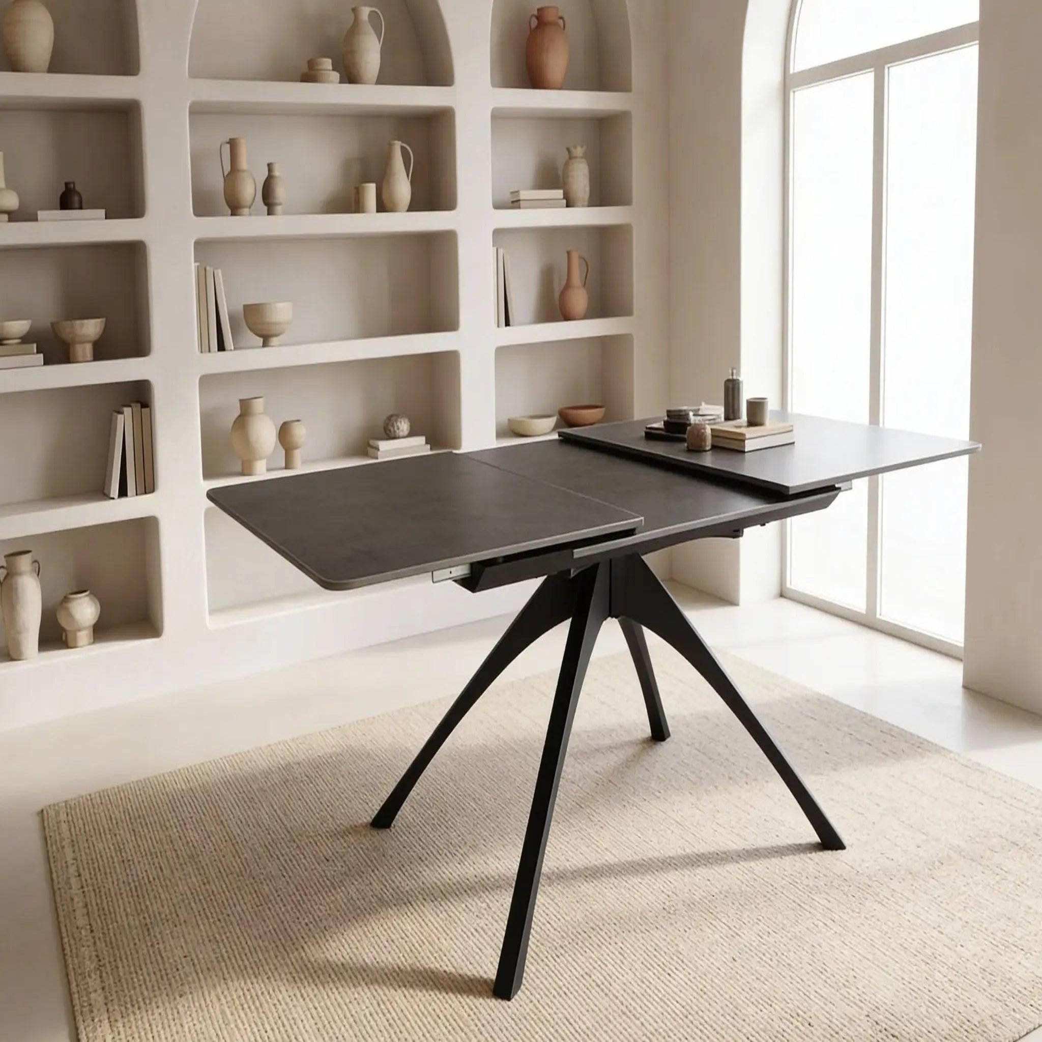 Voir la diapositive 5 : CASANOVA PARIS Anoa - table à manger extensible 150 à 200cm en pierre frittée - gris foncé