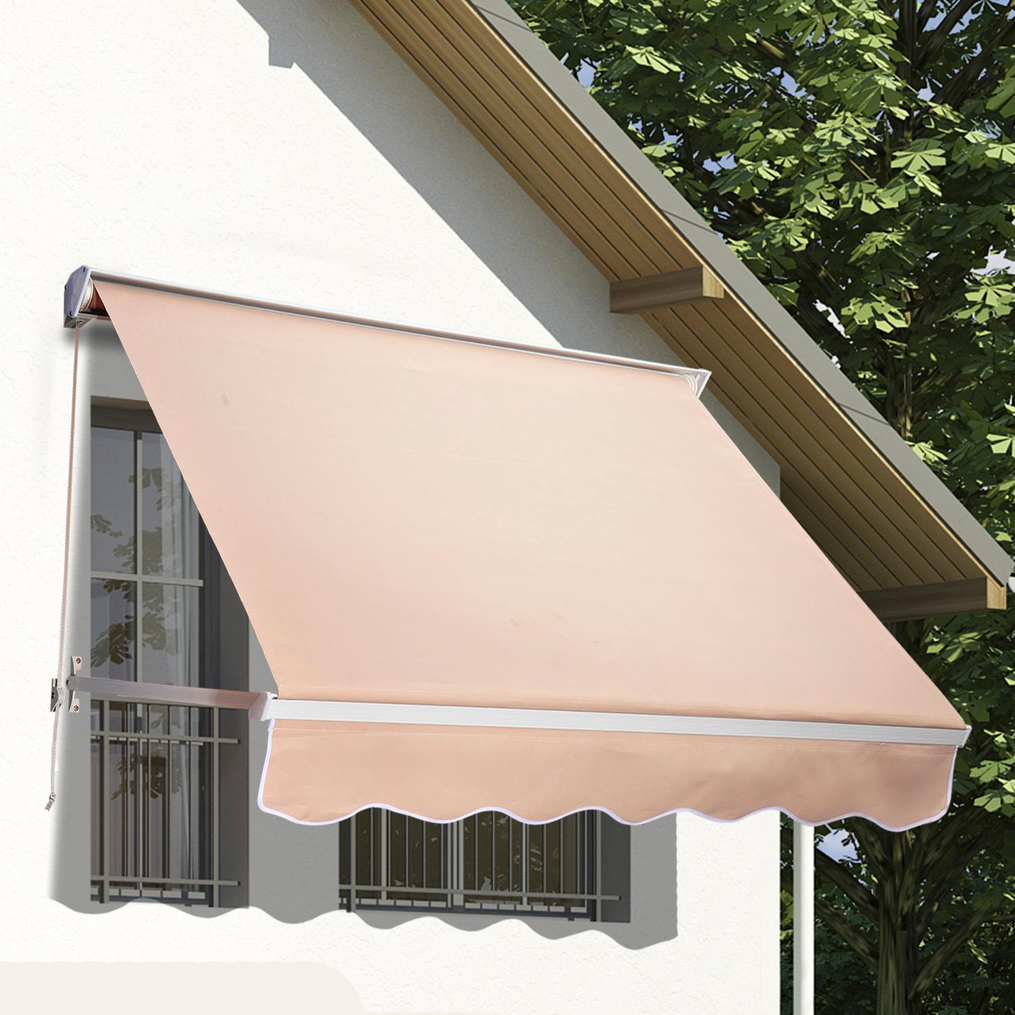 Voir la diapositive 2 : OUTSUNNY Store banne manuel inclinaison réglable aluminium polyester imperméabilisé 70L x 180l cm beige