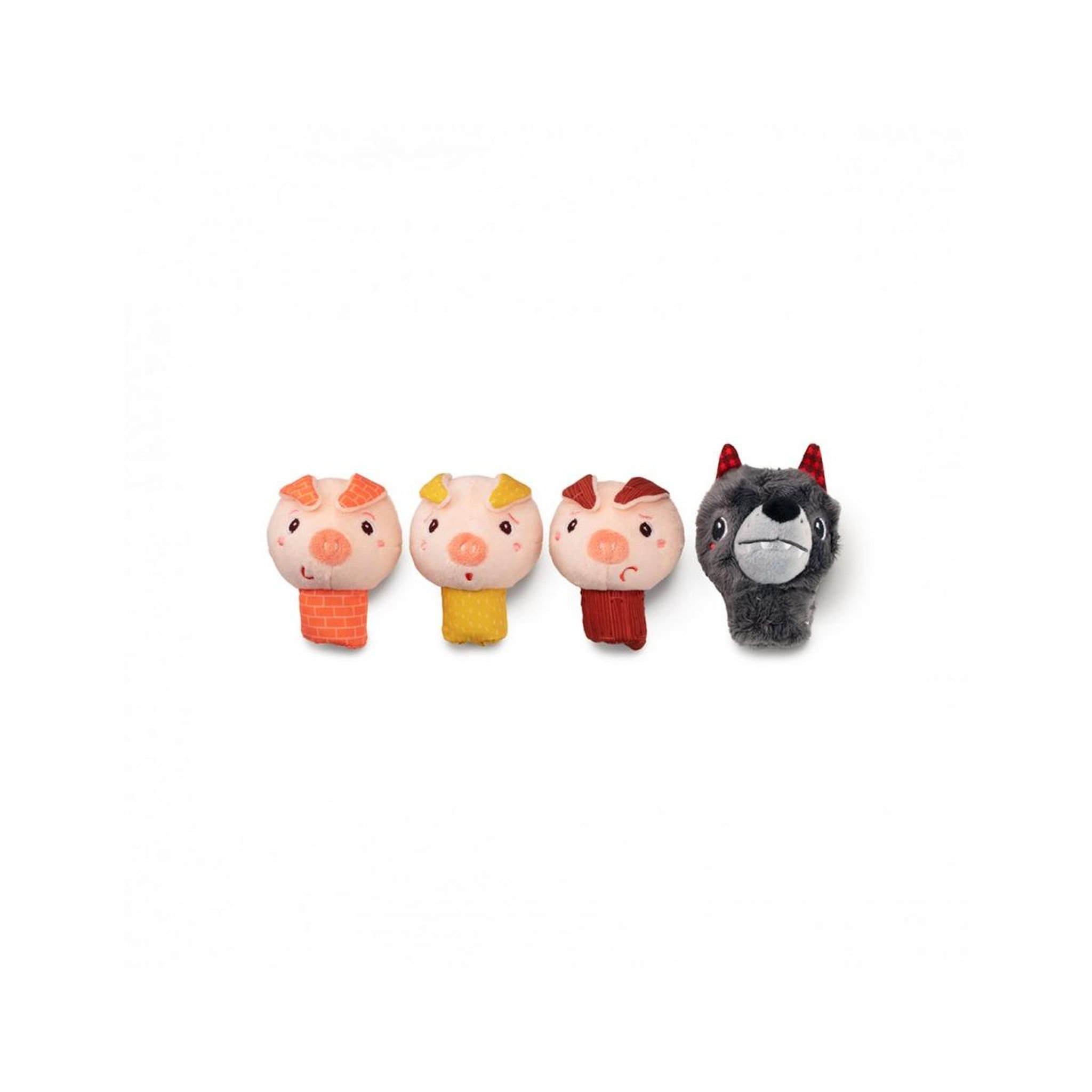 LILLIPUTIENS Marionnette a doigt - Les 3 petits cochons et le loup