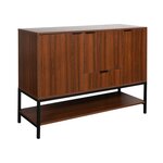 SWEEEK Buffet bas en décor noyer et pieds et poignées en métal noir L110cm - buffet haut. vaisselier. 3 portes. 1 tiroir et 3 étagères