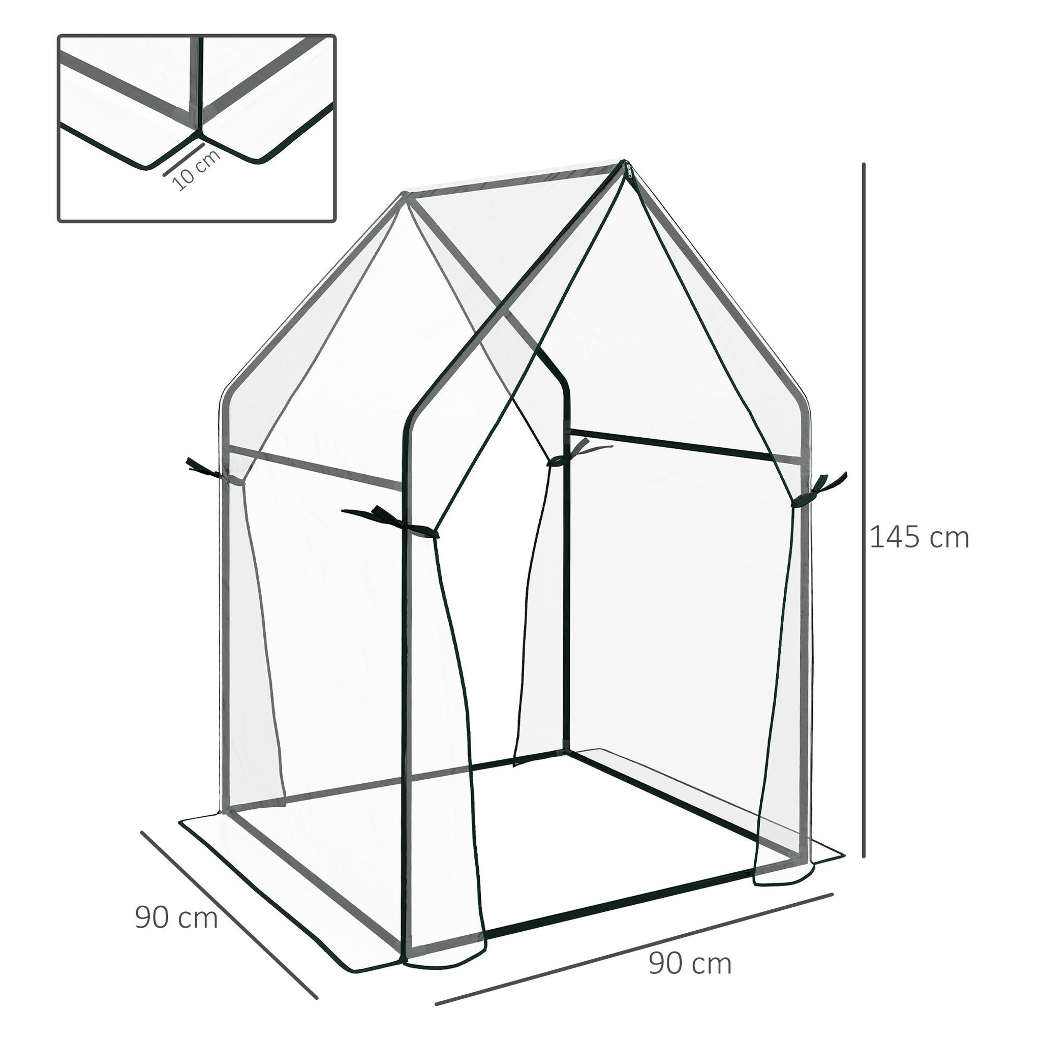 Voir la diapositive 3 : OUTSUNNY Serre de jardin balcon terrasse serre pour tomates 0,9L x 0,9l x 1,45H m double porte acier PVC transparent vert