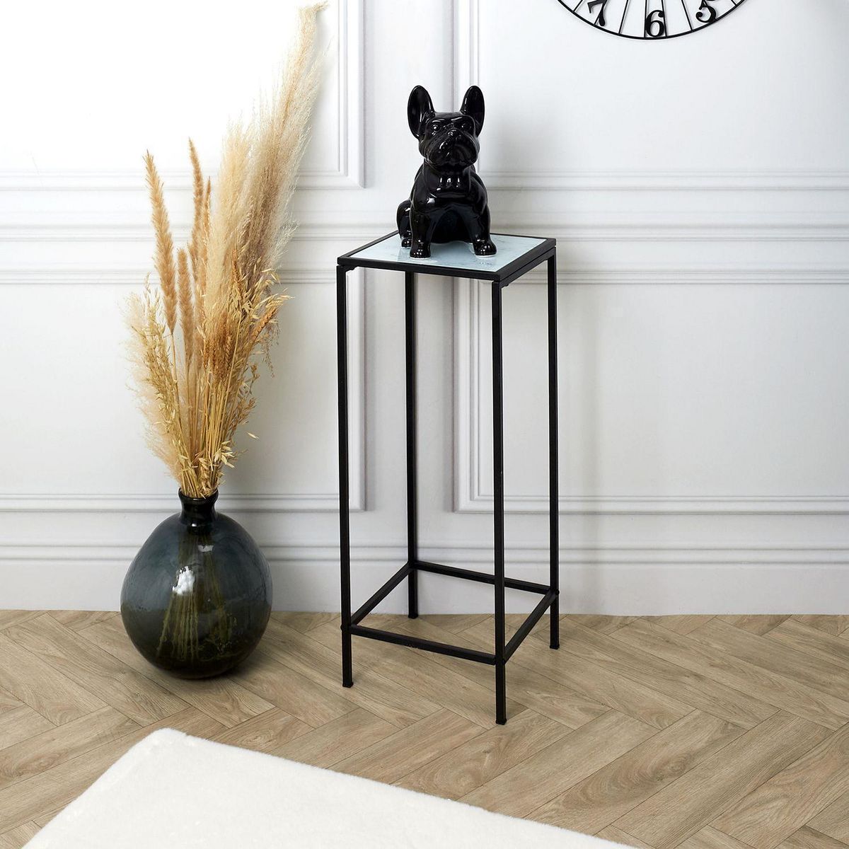 TOILINUX Sellette Felicity effet marbre - Blanc et noir