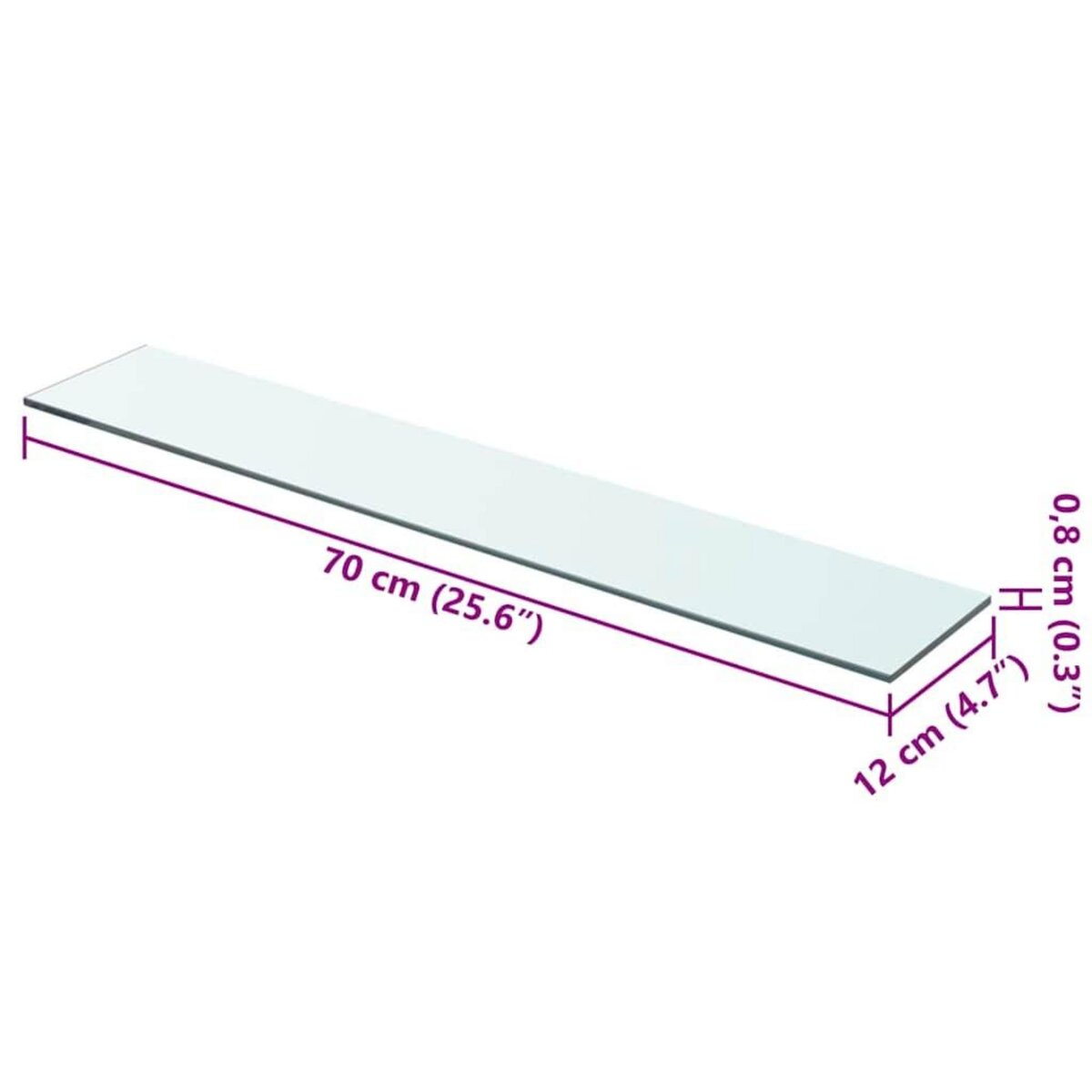 VIDAXL Panneaux d'etagere 2 pcs Verre Transparent 70x12 cm