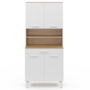 Voir la diapositive 3 : ID MARKET Buffet de cuisine 80 CM CINA 4 portes + tiroir façon hêtre et blanc