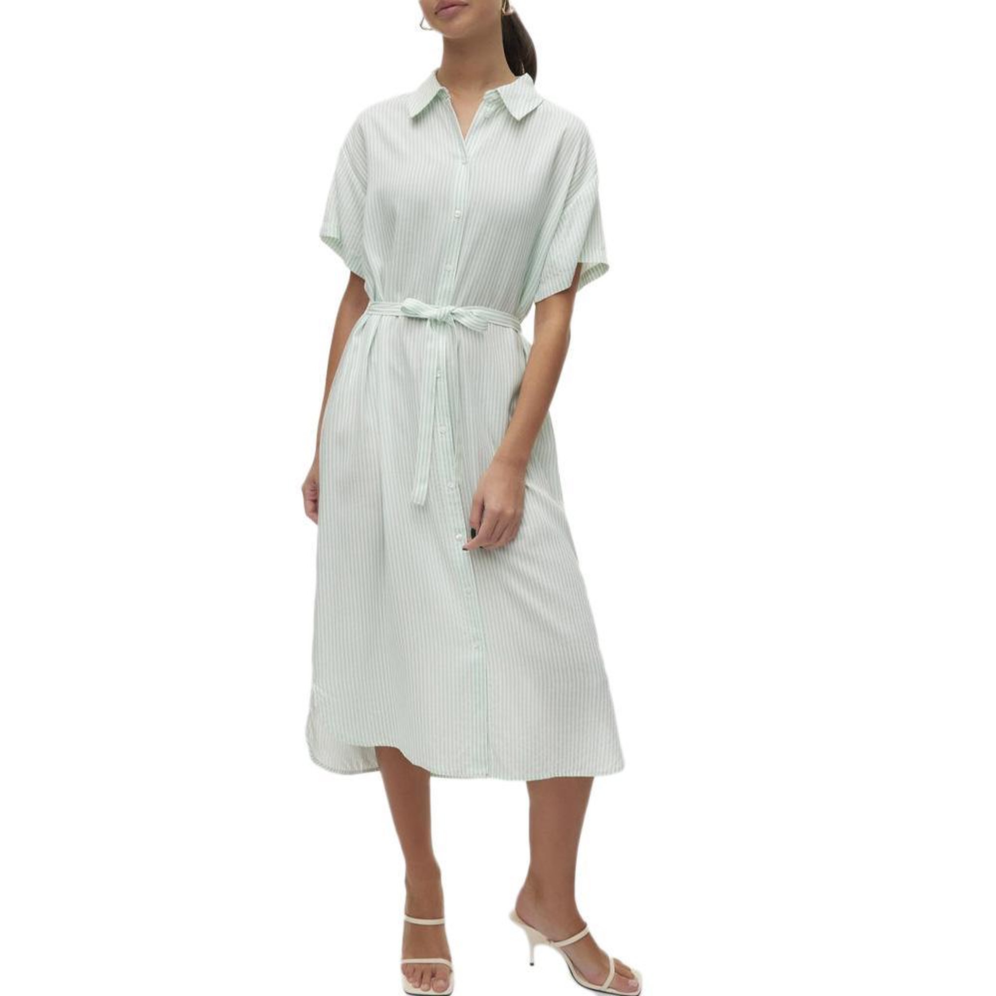 Vero Moda Robe Verte à Rayures Femme Vero Moda Bumpy. Coloris disponibles : Vert